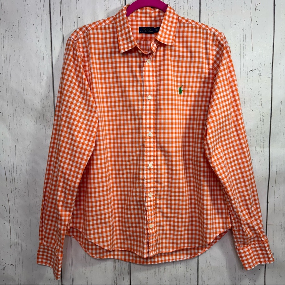 Polo by Ralph Lauren Men's Orange Checkered Shirt